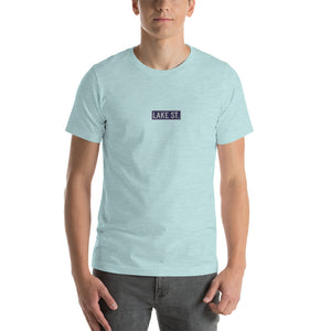 Embroidered Lake St Logo (Navy) Short-Sleeve Unisex T-Shirt (Centered Logo)