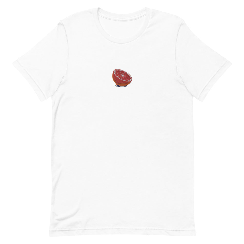 Embroidered Blood Orange Short-Sleeve Unisex T-Shirt (Centered Logo)