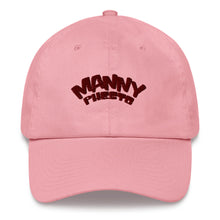 Load image into Gallery viewer, Manny Phesto Text Logo (Sexy Red Text) Embroidered Dad Hat
