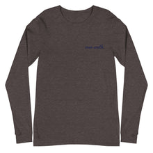 Load image into Gallery viewer, Embroidered Over South Text Logo (Navy Text) - Unisex Long Sleeve Tee
