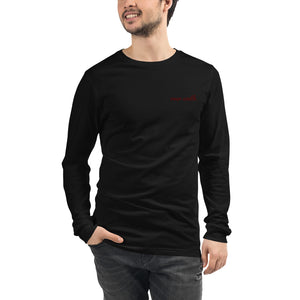 Embroidered Over South Text Logo (Sexy Red Text) - Unisex Long Sleeve Tee