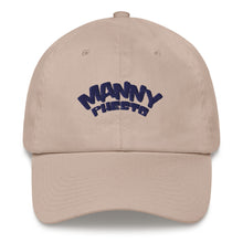 Load image into Gallery viewer, Manny Phesto Text Logo (Navy Text) Dad Hat
