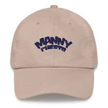 Load image into Gallery viewer, Manny Phesto Text Logo (Navy Text) Dad Hat
