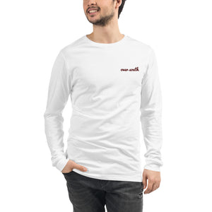 Embroidered Over South Text Logo (Sexy Red Text) - Unisex Long Sleeve Tee
