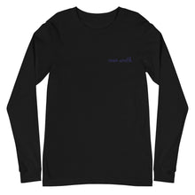 Load image into Gallery viewer, Embroidered Over South Text Logo (Navy Text) - Unisex Long Sleeve Tee
