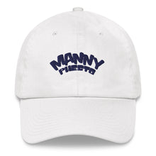 Load image into Gallery viewer, Manny Phesto Text Logo (Navy Text) Dad Hat
