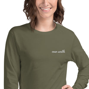 Embroidered Over South Text Logo (White Text) Unisex Long Sleeve Tee