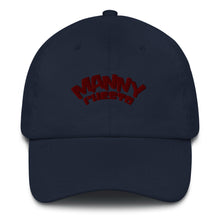Load image into Gallery viewer, Manny Phesto Text Logo (Sexy Red Text) Embroidered Dad Hat
