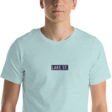 Load image into Gallery viewer, Embroidered Lake St Logo (Navy) Short-Sleeve Unisex T-Shirt (Centered Logo)

