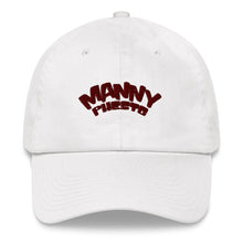 Load image into Gallery viewer, Manny Phesto Text Logo (Sexy Red Text) Embroidered Dad Hat

