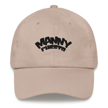 Load image into Gallery viewer, Manny Phesto Text Logo (Black Text) - Dad Hat

