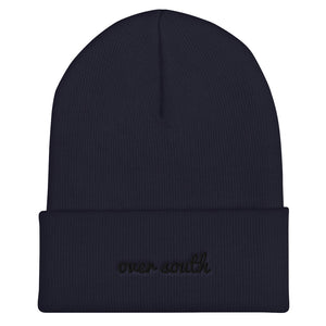 Over South Text Logo (Black Text) - Embroidered Cuffed Beanie