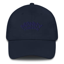 Load image into Gallery viewer, Manny Phesto Text Logo (Navy Text) Dad Hat
