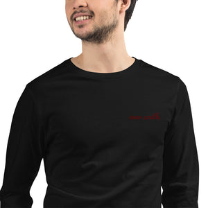 Embroidered Over South Text Logo (Sexy Red Text) - Unisex Long Sleeve Tee
