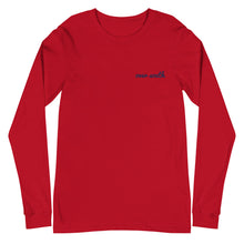 Load image into Gallery viewer, Embroidered Over South Text Logo (Navy Text) - Unisex Long Sleeve Tee
