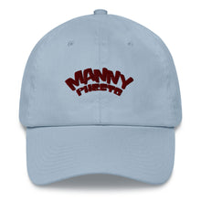 Load image into Gallery viewer, Manny Phesto Text Logo (Sexy Red Text) Embroidered Dad Hat
