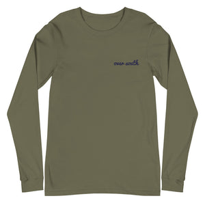 Embroidered Over South Text Logo (Navy Text) - Unisex Long Sleeve Tee