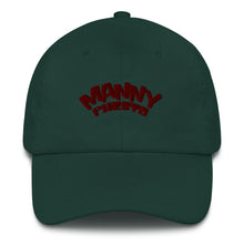 Load image into Gallery viewer, Manny Phesto Text Logo (Sexy Red Text) Embroidered Dad Hat
