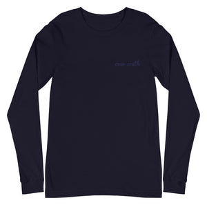 Embroidered Over South Text Logo (Navy Text) - Unisex Long Sleeve Tee