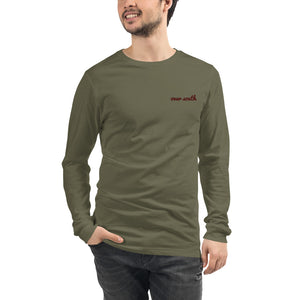 Embroidered Over South Text Logo (Sexy Red Text) - Unisex Long Sleeve Tee