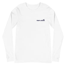 Load image into Gallery viewer, Embroidered Over South Text Logo (Navy Text) - Unisex Long Sleeve Tee

