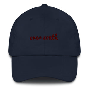 Over South Text Logo (Sexy Red Text) Embroidered Dad Hat