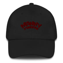 Load image into Gallery viewer, Manny Phesto Text Logo (Sexy Red Text) Embroidered Dad Hat
