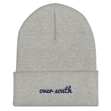 Load image into Gallery viewer, Over South Text Logo (Navy Text) Cuffed Beanie
