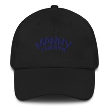 Load image into Gallery viewer, Manny Phesto Text Logo (Navy Text) Dad Hat
