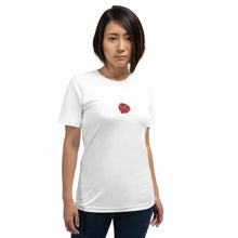 Load image into Gallery viewer, Embroidered Blood Orange Short-Sleeve Unisex T-Shirt (Centered Logo)

