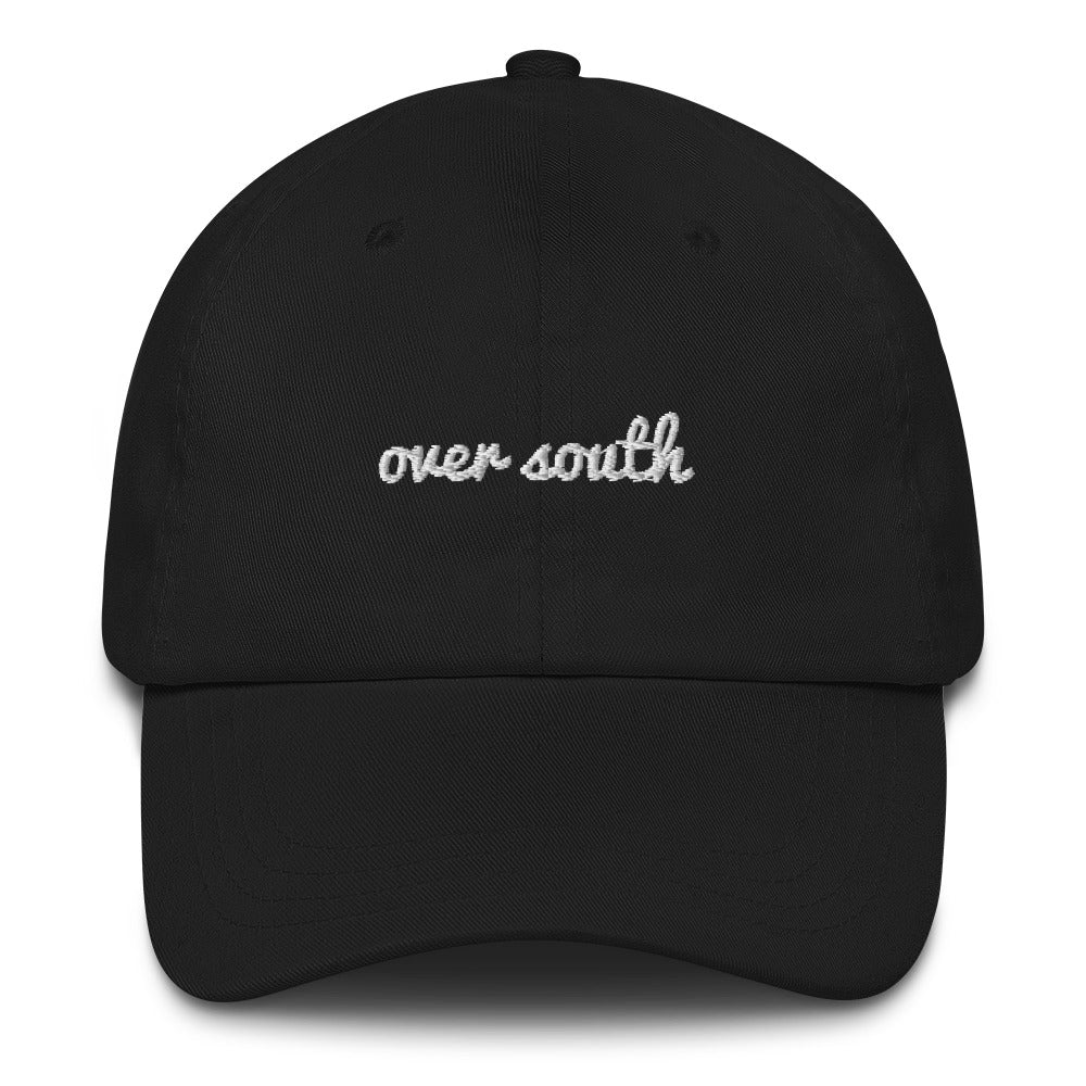 Over South Text Logo (White Text) Embroidered Dad Hat